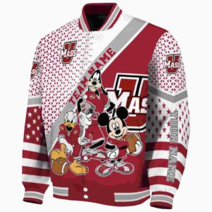 customized umass minutemen mickey donald goofy red white jacket best selling jacketwow