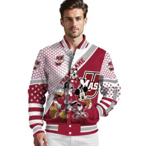 customized umass minutemen mickey donald goofy red white jacket high quality jacketwow