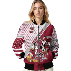 customized umass minutemen mickey donald goofy red white jacket latest model jacketwow