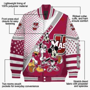customized umass minutemen mickey donald goofy red white jacket new arrival jacketwow