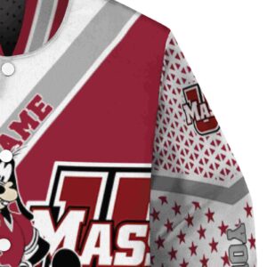 customized umass minutemen mickey donald goofy red white jacket premium grade jacketwow