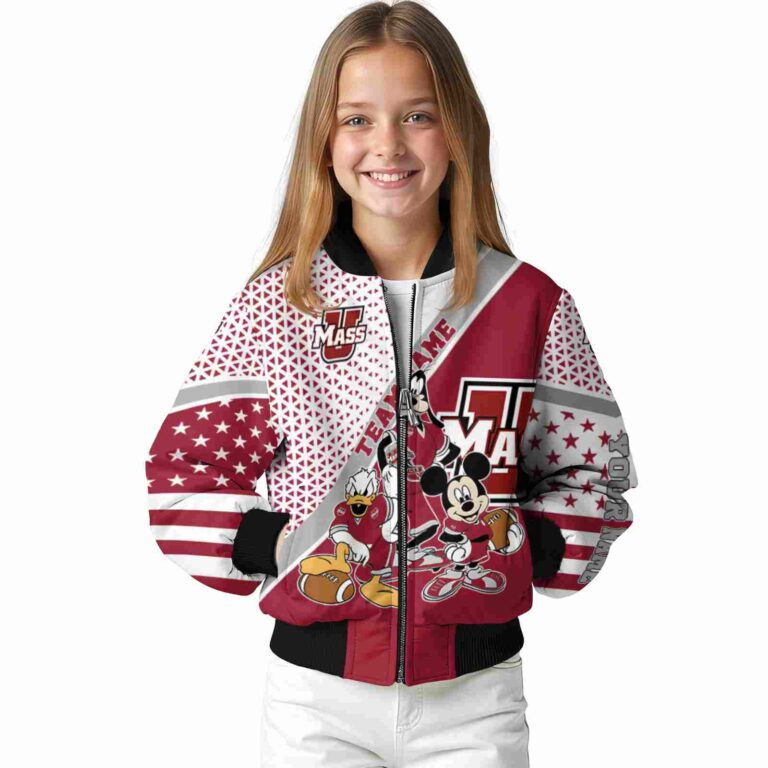customized umass minutemen mickey donald goofy red white jacket top rated jacketwow