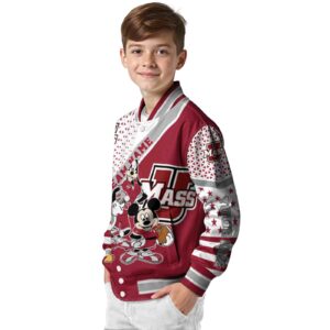 customized umass minutemen mickey donald goofy red white jacket trendy jacketwow