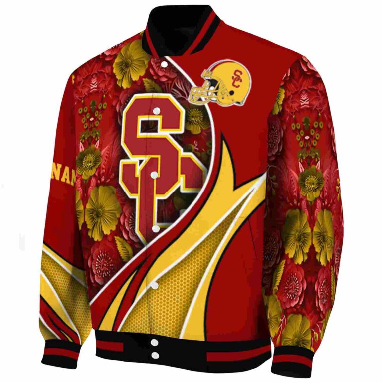 customized usc trojans floral print red jacket best selling jacketwow