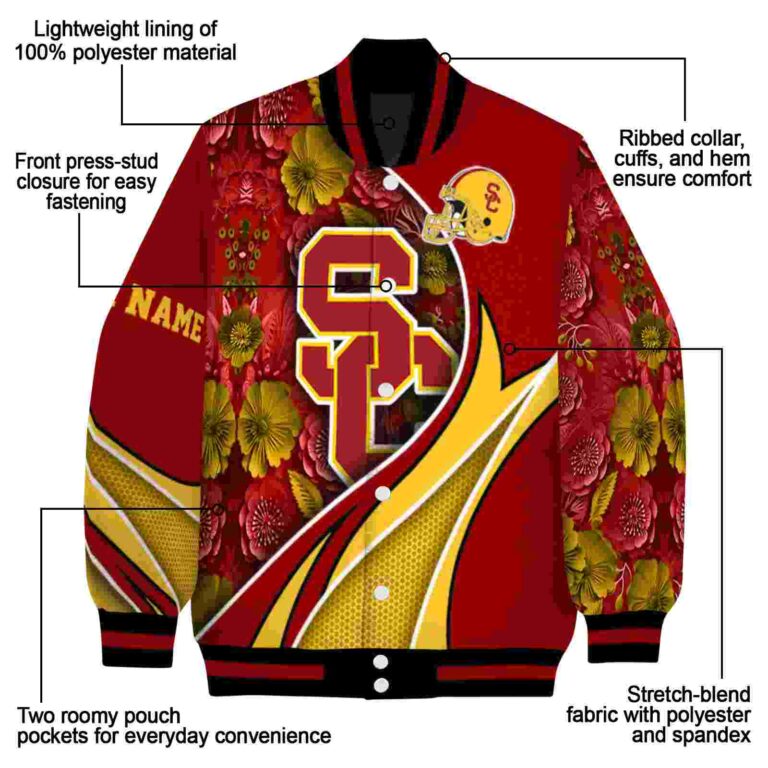 customized usc trojans floral print red jacket new arrival jacketwow