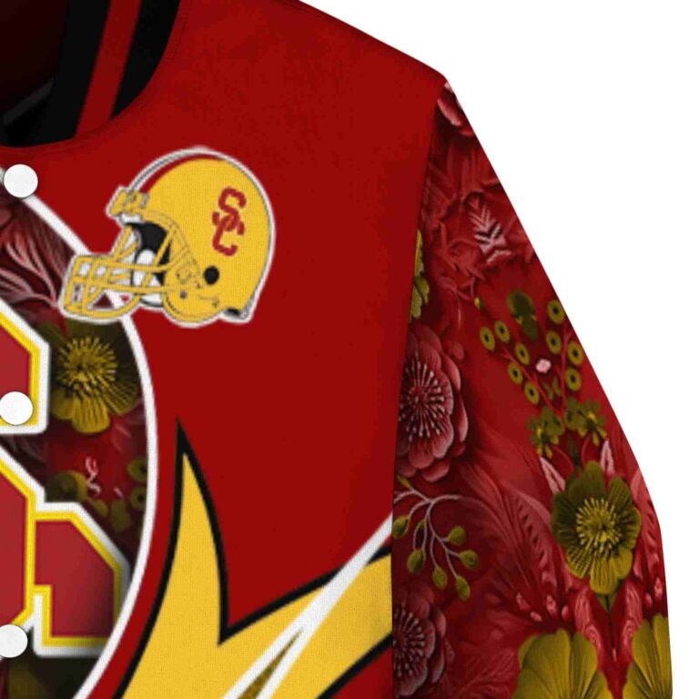 customized usc trojans floral print red jacket premium grade jacketwow