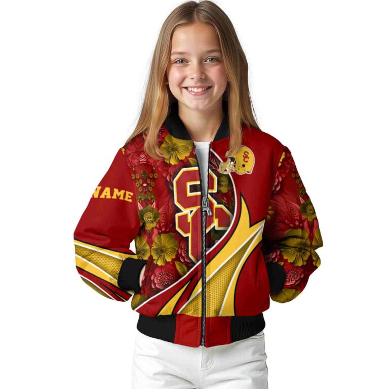 customized usc trojans floral print red jacket top rated jacketwow