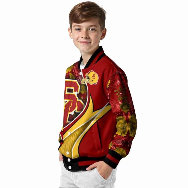 customized usc trojans floral print red jacket trendy jacketwow