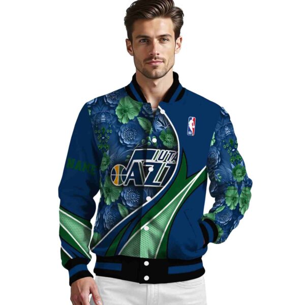 customized utah jazz floral print navy jacket high quality jacketwow