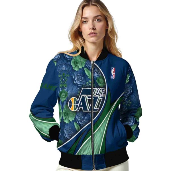 customized utah jazz floral print navy jacket latest model jacketwow