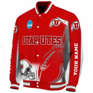 customized utah utes flaming football red white jacket best selling jacketwow