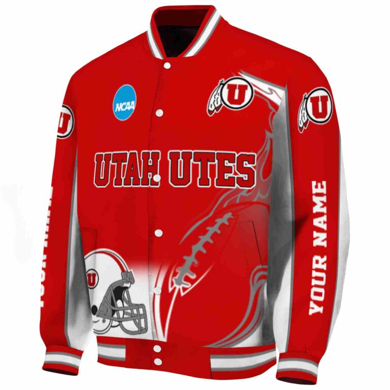 customized utah utes flaming football red white jacket best selling jacketwow