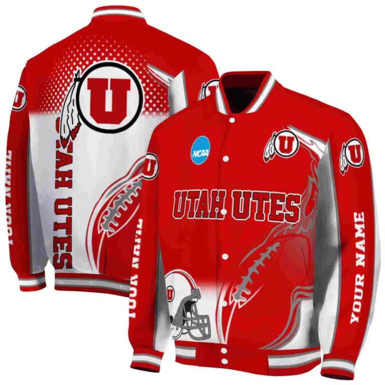 customized utah utes flaming football red white jacket fashion forward jacketwow