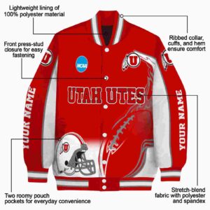 customized utah utes flaming football red white jacket new arrival jacketwow