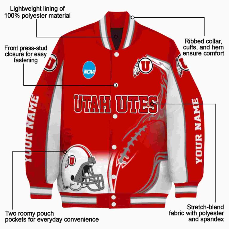 customized utah utes flaming football red white jacket new arrival jacketwow