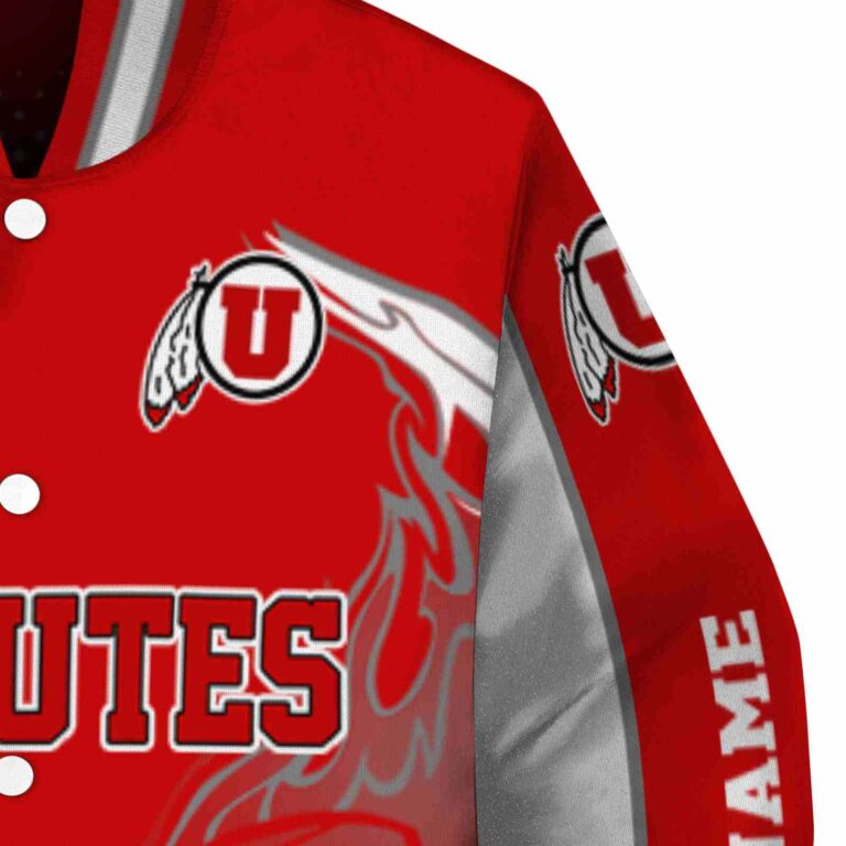 customized utah utes flaming football red white jacket premium grade jacketwow