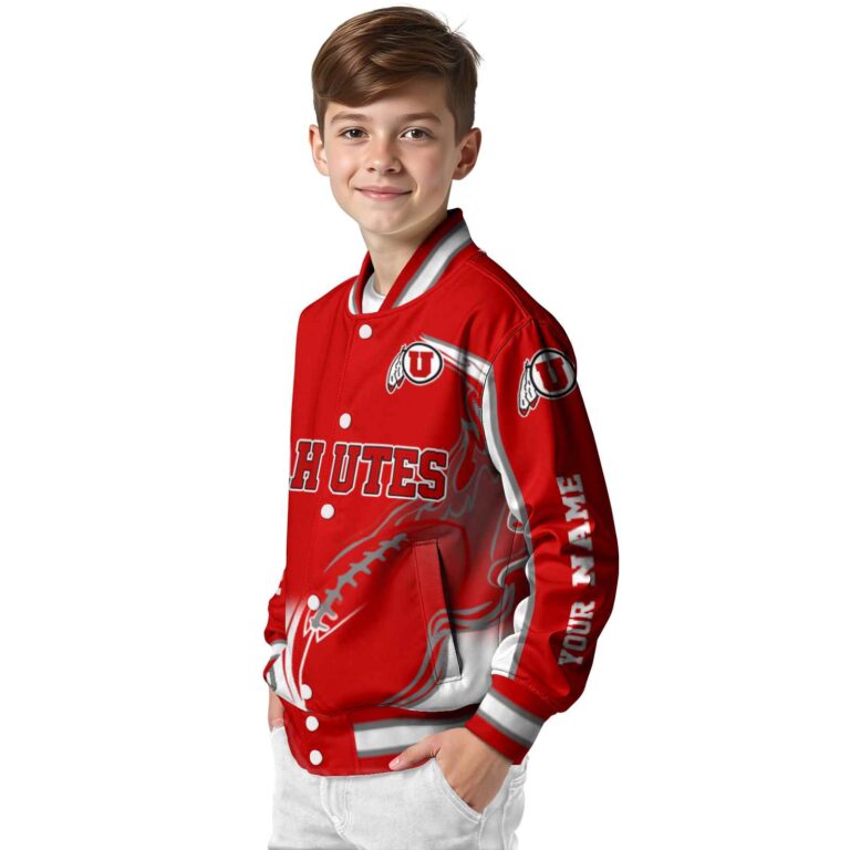 customized utah utes flaming football red white jacket trendy jacketwow
