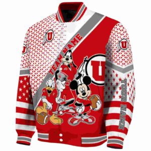 customized utah utes mickey donald goofy red white jacket best selling jacketwow