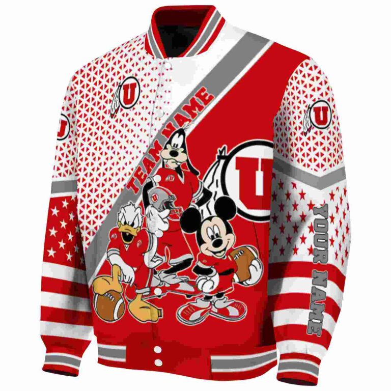 customized utah utes mickey donald goofy red white jacket best selling jacketwow