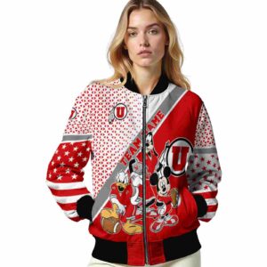 customized utah utes mickey donald goofy red white jacket latest model jacketwow