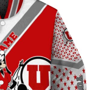 customized utah utes mickey donald goofy red white jacket premium grade jacketwow