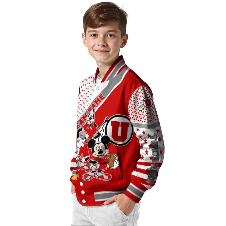 customized utah utes mickey donald goofy red white jacket trendy jacketwow