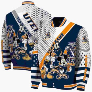 customized utep miners mickey donald goofy blue white jacket fashion forward jacketwow