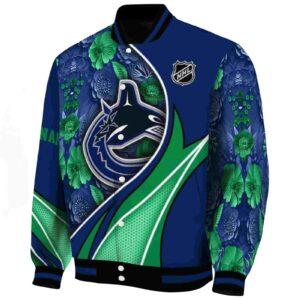 customized vancouver canucks floral print blue jacket best selling jacketwow