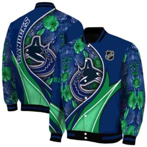 customized vancouver canucks floral print blue jacket fashion forward jacketwow