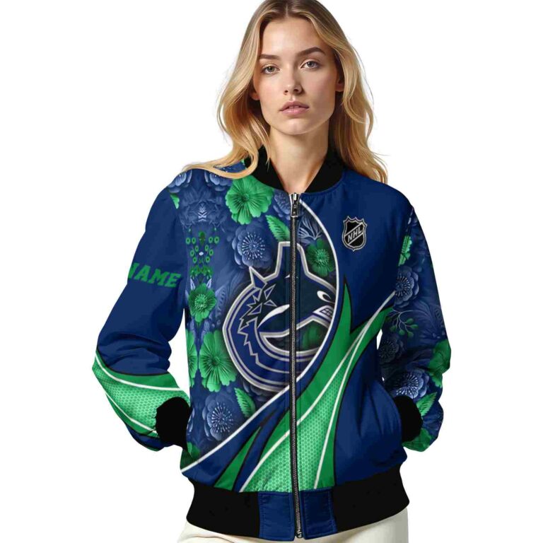 customized vancouver canucks floral print blue jacket latest model jacketwow