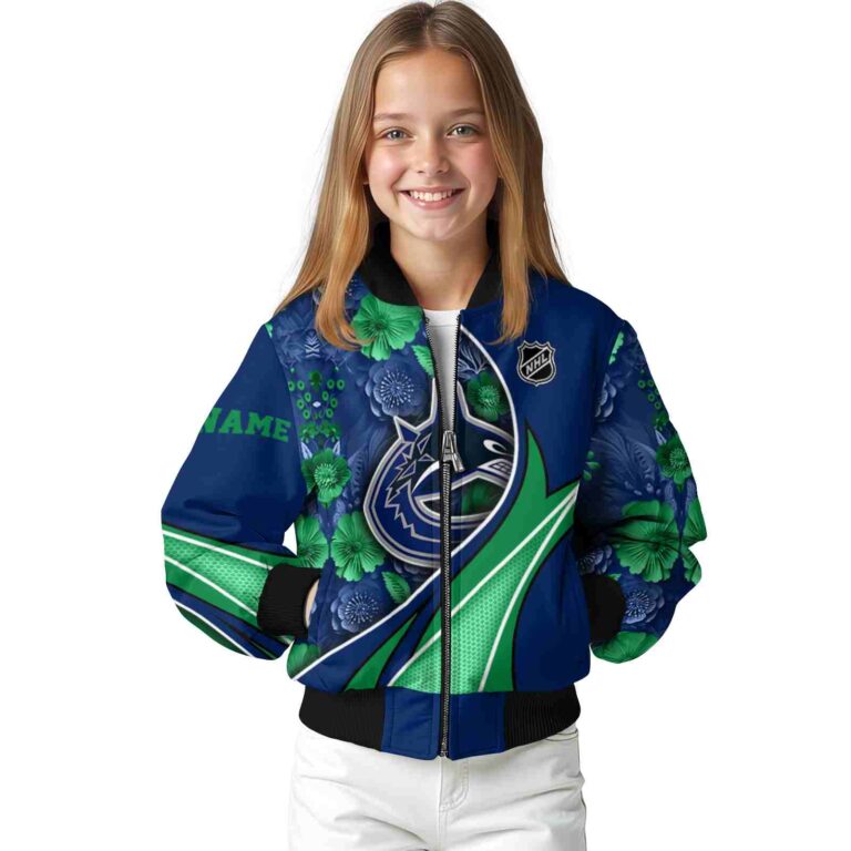 customized vancouver canucks floral print blue jacket top rated jacketwow