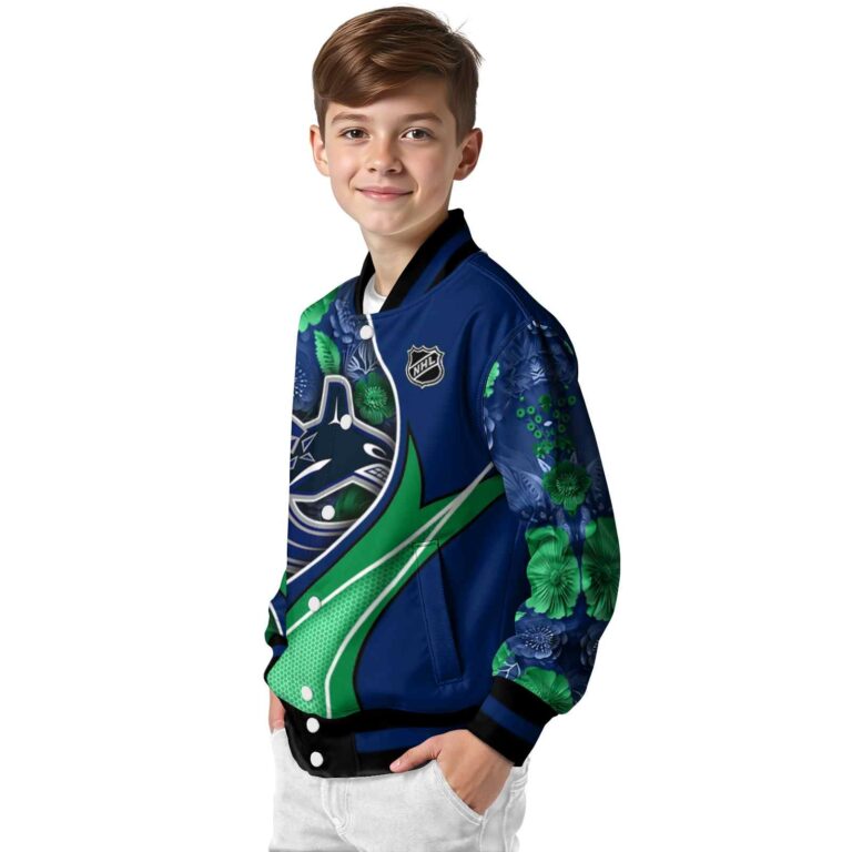 customized vancouver canucks floral print blue jacket trendy jacketwow