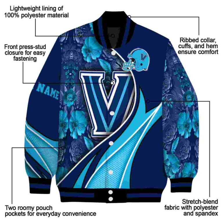 customized villanova wildcats floral print navy jacket new arrival jacketwow