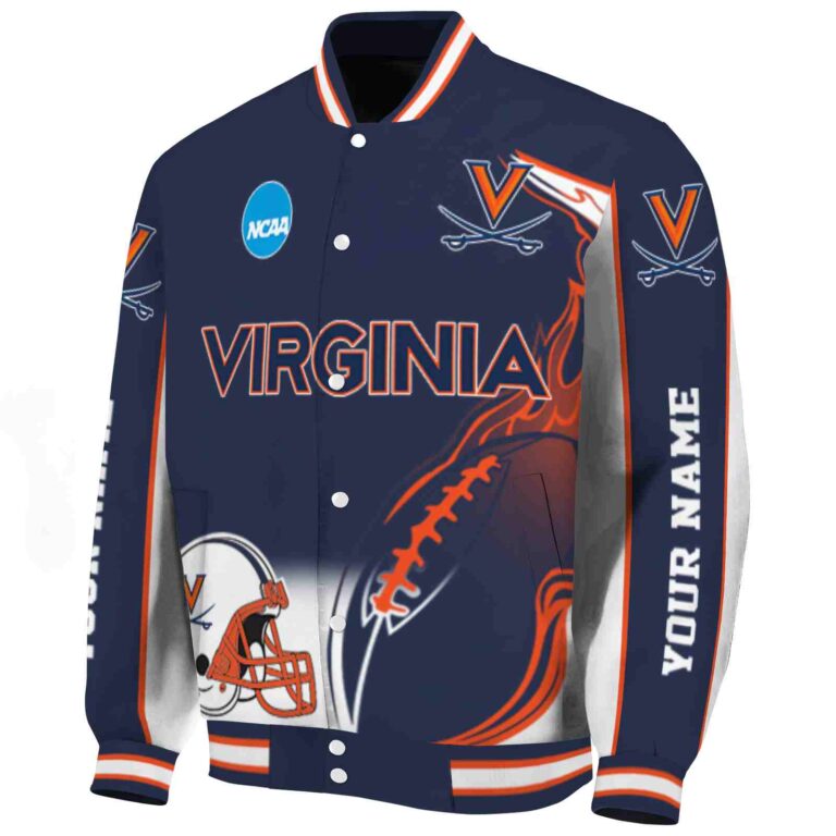 customized virginia cavaliers flaming football blue white jacket best selling jacketwow