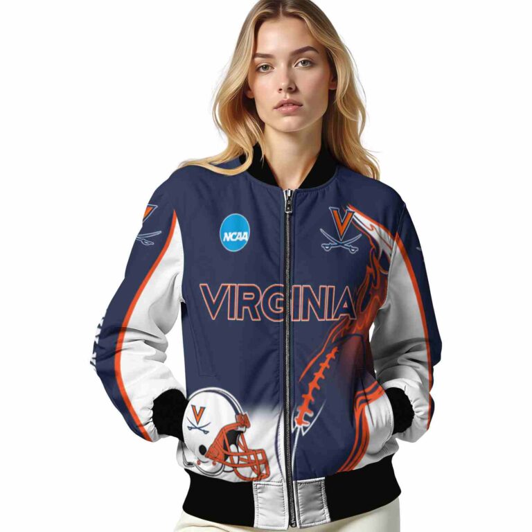 customized virginia cavaliers flaming football blue white jacket latest model jacketwow