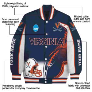 customized virginia cavaliers flaming football blue white jacket new arrival jacketwow