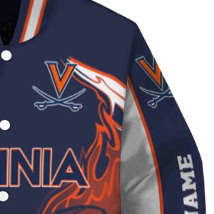 customized virginia cavaliers flaming football blue white jacket premium grade jacketwow