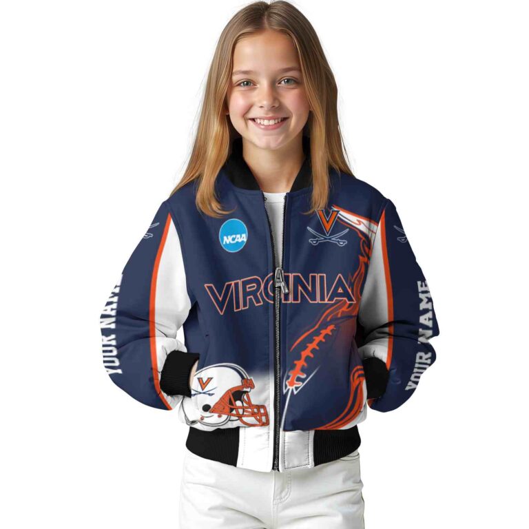 customized virginia cavaliers flaming football blue white jacket top rated jacketwow