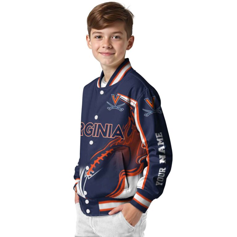 customized virginia cavaliers flaming football blue white jacket trendy jacketwow