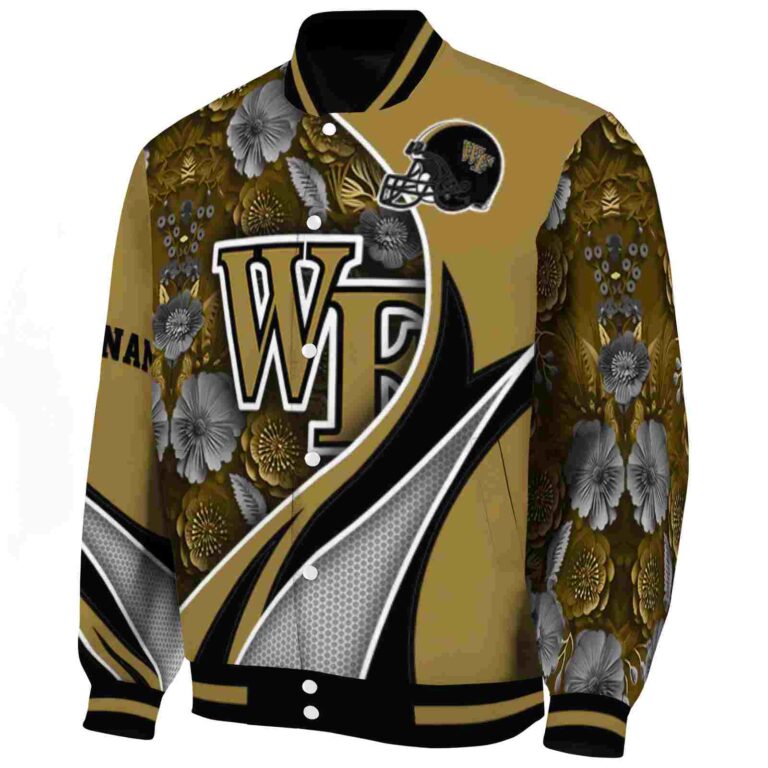 customized wake forest demon deacons floral print gold jacket best selling jacketwow