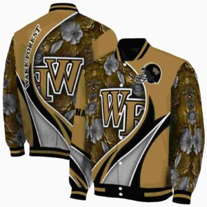 customized wake forest demon deacons floral print gold jacket fashion forward jacketwow