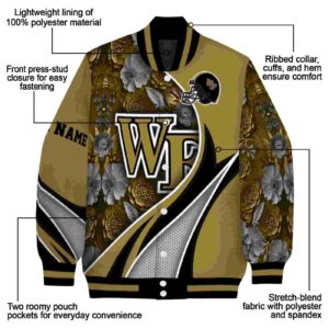 customized wake forest demon deacons floral print gold jacket new arrival jacketwow