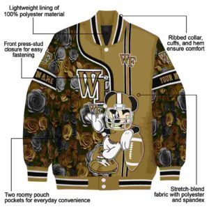 customized wake forest demon deacons rose mickey gold jacket new arrival jacketwow