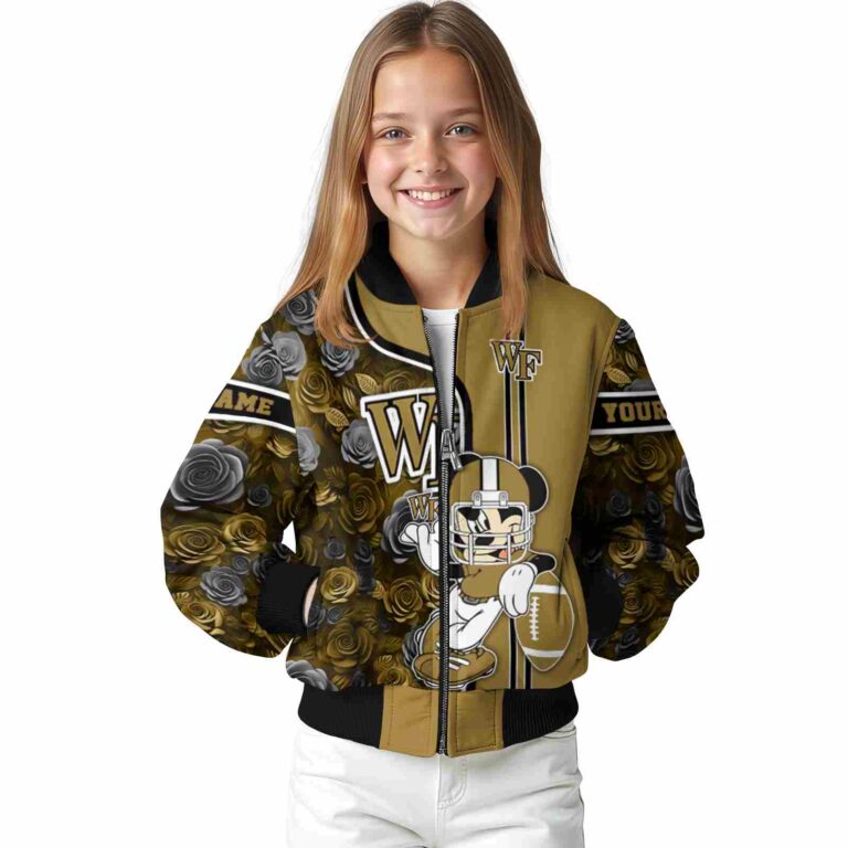 customized wake forest demon deacons rose mickey gold jacket top rated jacketwow