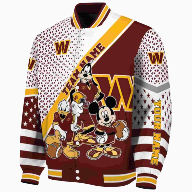 customized washington commanders mickey donald goofy burgundy white jacket best selling jacketwow