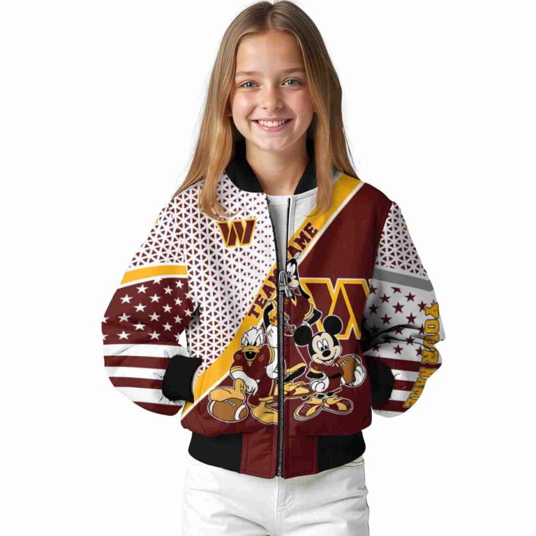 customized washington commanders mickey donald goofy burgundy white jacket top rated jacketwow
