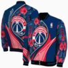 customized washington wizards floral print blue jacket fashion forward jacketwow