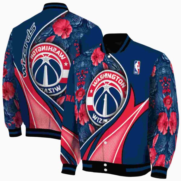 customized washington wizards floral print blue jacket fashion forward jacketwow