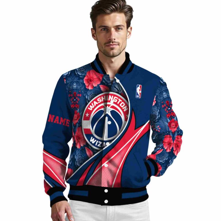 customized washington wizards floral print blue jacket high quality jacketwow