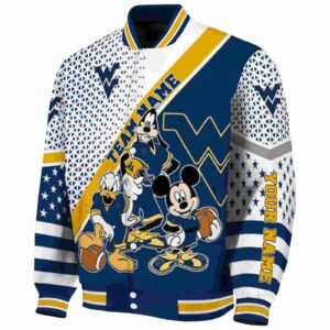 customized west virginia mountaineers mickey donald goofy blue white jacket best selling jacketwow